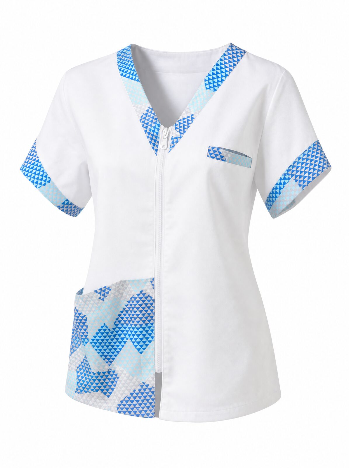 Blouse médicale blanche motifs bleus